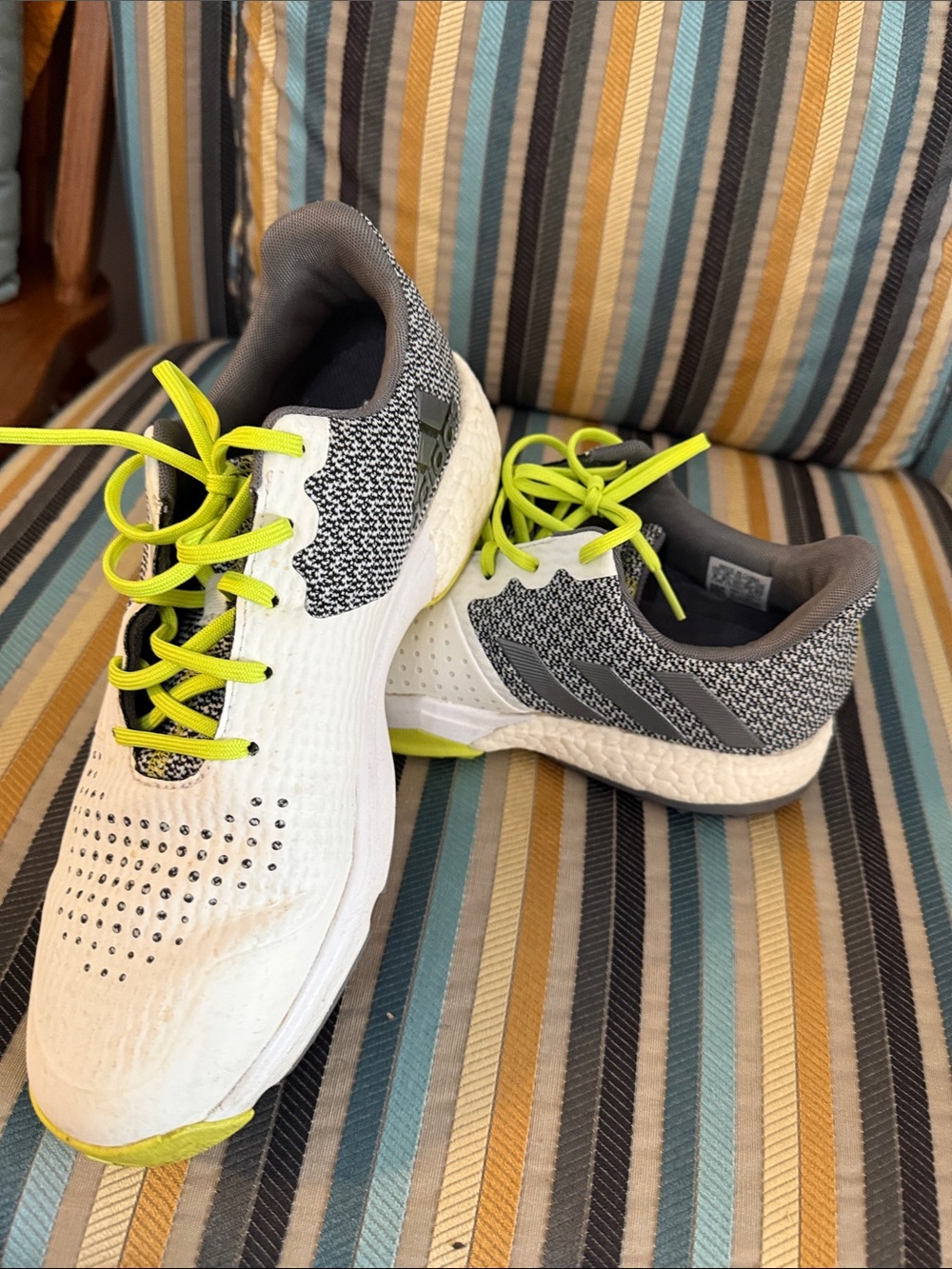adidas White and Neon Yellow Men's Golf Shoes